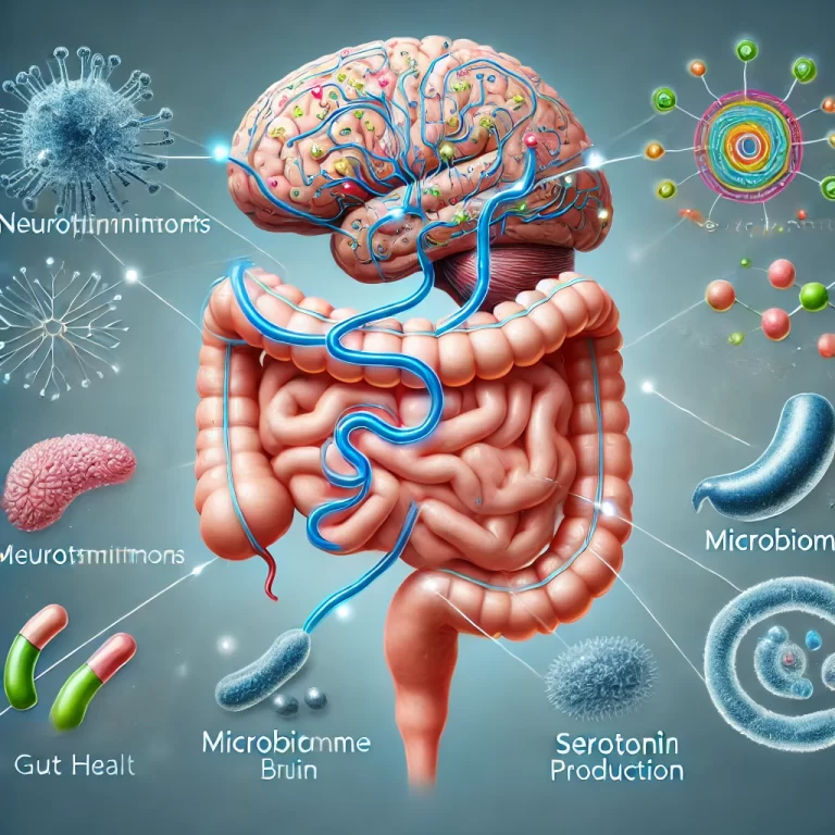 Gut-brain axis illustration showing vagus nerve